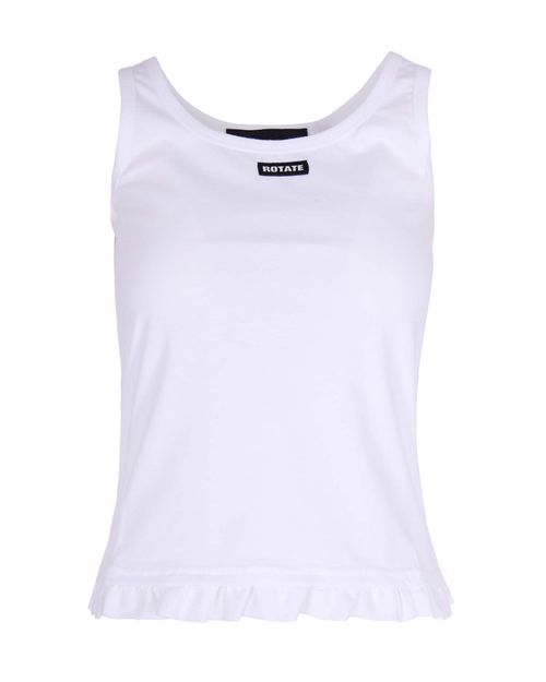 White Round Neck Logo Tank Top