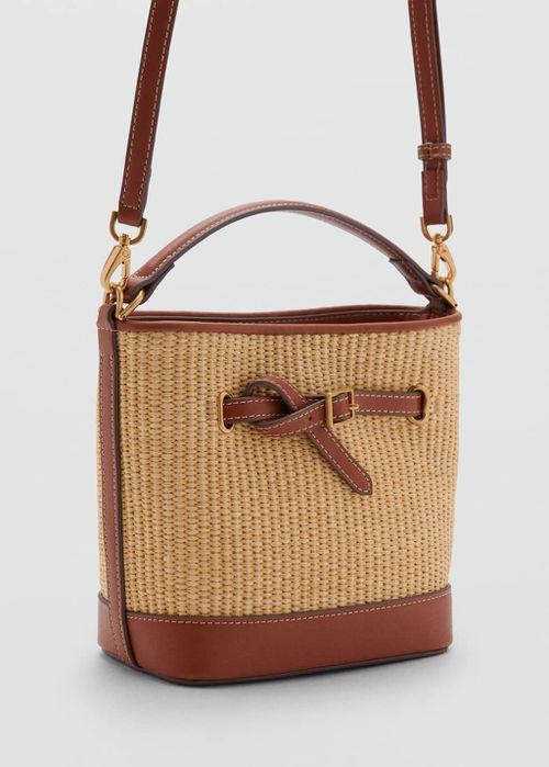 Canvas bucket bag with buckle detail leather - Woman - One size - 