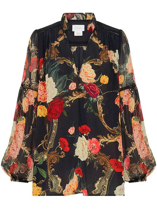 Floral-print blouse - Black