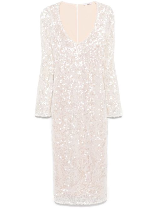 Sequin-embellished midi dress - White