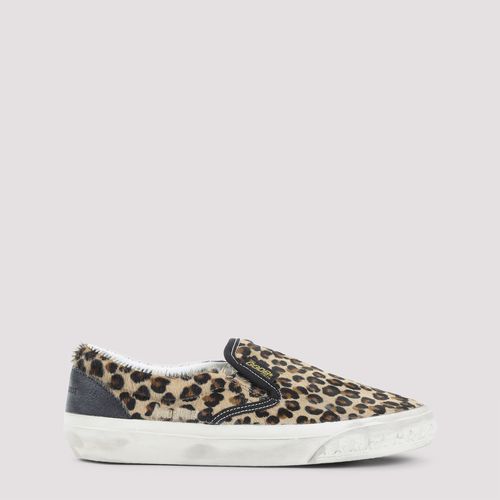 Leopard Slip-on Sneakers Black Cow Leather Shoe - Women