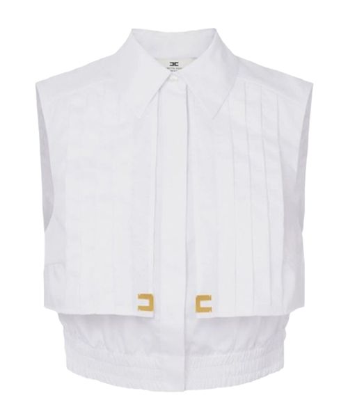 Cape-insert cropped shirt