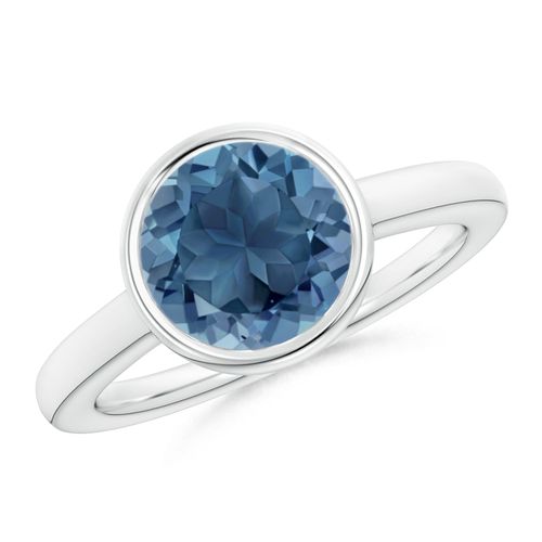 Angara 3.3 Carats Bezel-Set Round London Blue Topaz Solitaire Engagement Ring in Platinum