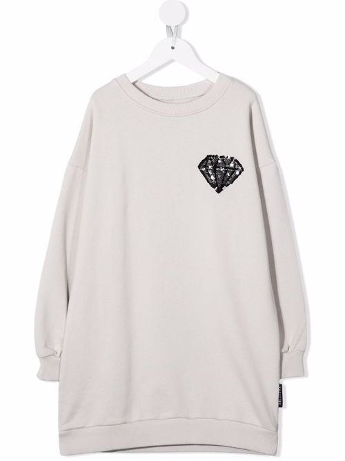TEEN sequin-embroidered dress - Grey