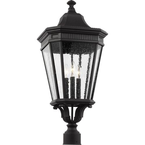 Black Three Light Outdoor Post Lantern from the Cotswold Lane Collection
