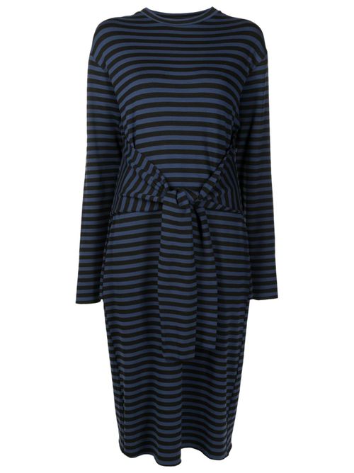 Horizontal-stripe midi dress - Blue