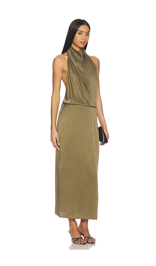 EAVES Frida Silk Dress in Olive. XS. Also in XXS, S, M