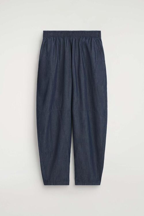 Elasticated Barrel-Leg Denim Pants