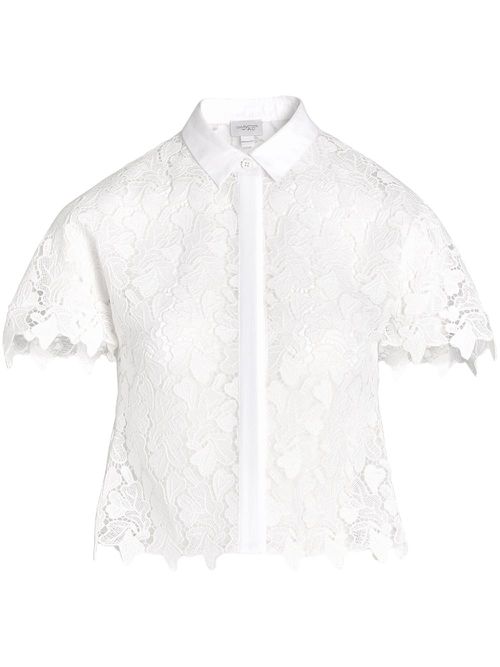 Cropped macramé blouse - White
