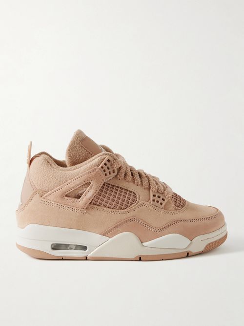 Air Jordan 4 Retro Rubber And Mesh-trimmed Fleece And Suede High-top Sneakers - Neutrals