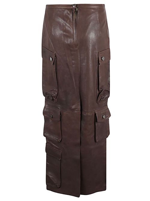 Fermas.Club Women's Leather Cargo Long Skirt