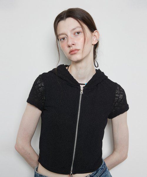 L3 LACE HOOD ZIP-UP