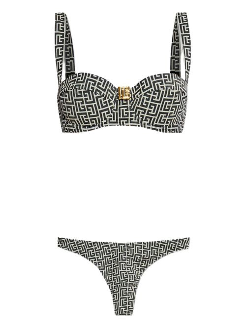 Balmain graphic print bikini set - Black