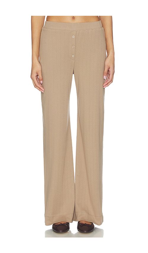 VIR VITA Pointelle Lounge Pant in Brown. M. Also in L, S