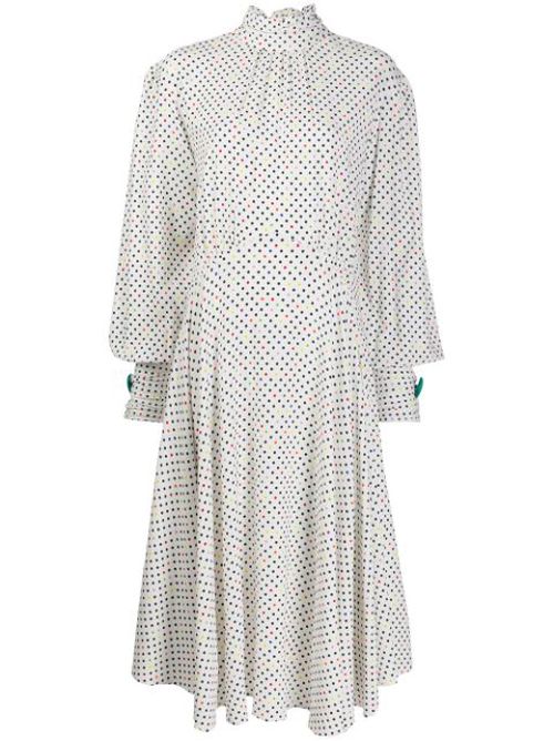 Polka dot tie neck dress