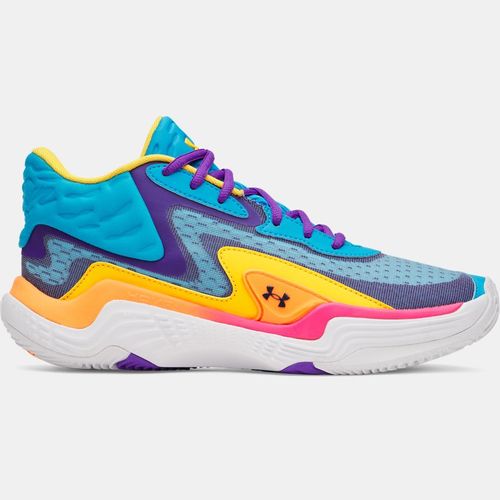 Under Armour Spawn 7 Mid Unisex Basketball Shoes Capri / Campus Gold / Dark Navy Blue