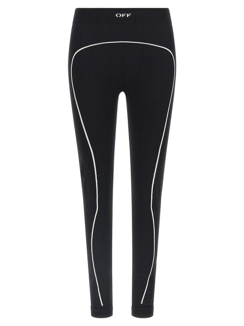 Logo-Embroidered High-Waist Leggings — Black