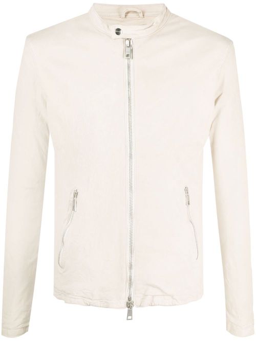 Single-breasted high-neck blazer - Neutrals