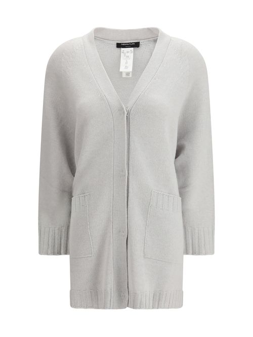 Fine Knit V-Neckline Cardigan — Gray