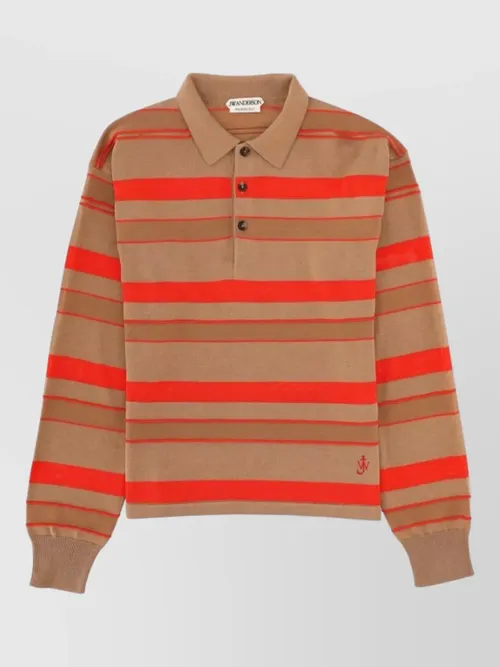 JW Anderson - polo shirt logo ribbed cuffs stripe pattern