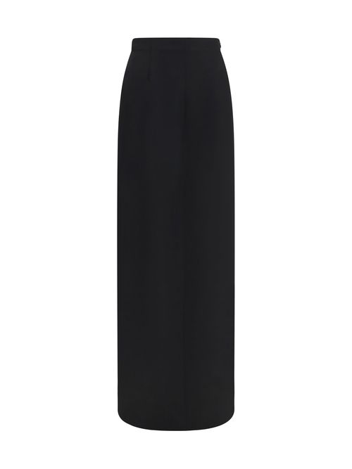 Back Slit Fleece Wool Skirt — Black