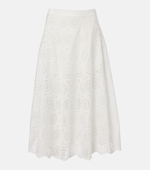 The Deco broderie anglaise cotton midi skirt