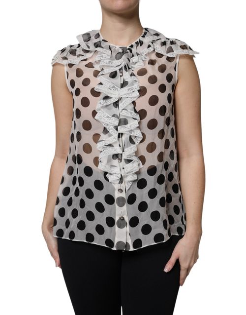 Polka Dot Silk Blouse — White