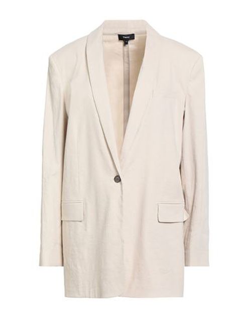 Woman Blazer Ivory Size 12 Linen, Viscose, Elastane