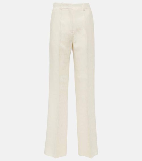 High-rise wool and silk wide-leg pants