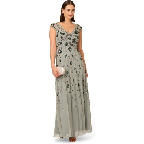 Adrianna Papell Womens Long Beaded Dress - Green