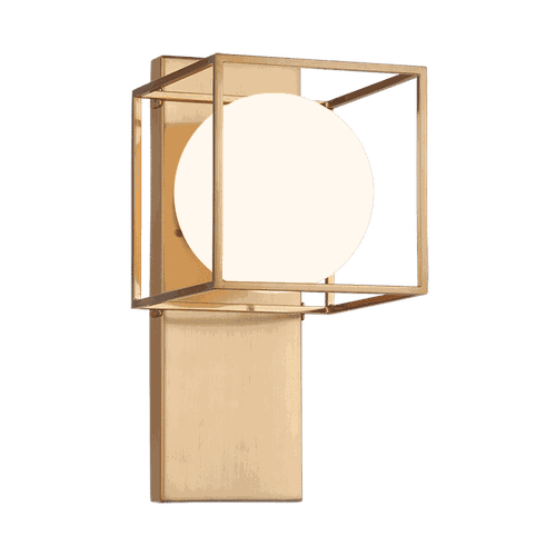 Aged Gold Brass One Light Wall Sconce from the Squircle Collection