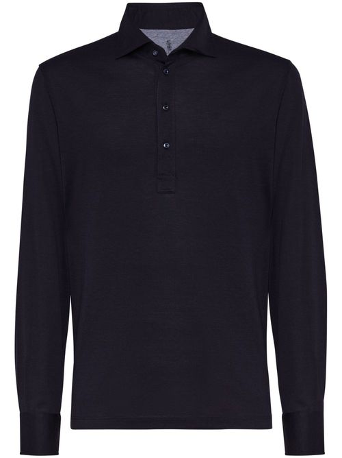 Long-sleeve polo shirt - Blue