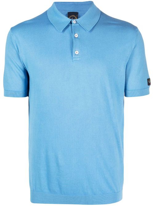 Logo-patch cotton polo shirt - Blue