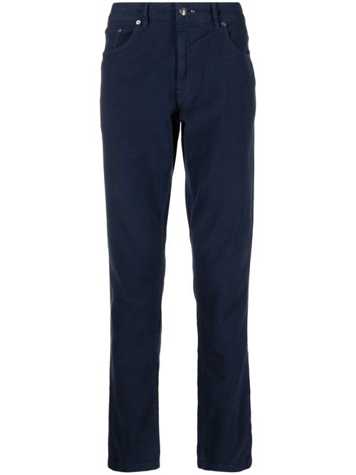 Moleskin logo-patch straight-leg cotton trousers - Blue