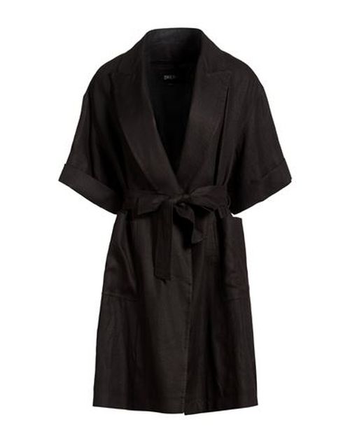 Woman Overcoat & Trench Coat Black Size 2 Linen