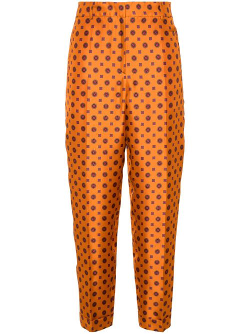Geometric-print tapered trousers - Orange