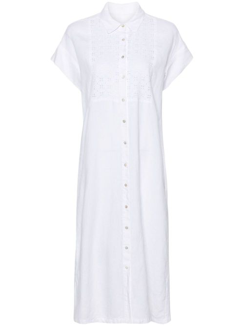 Broderie-anglaise midi shirt dress - White
