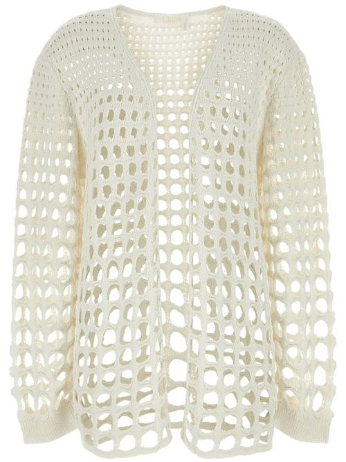 Open-knit silk cardigan - White