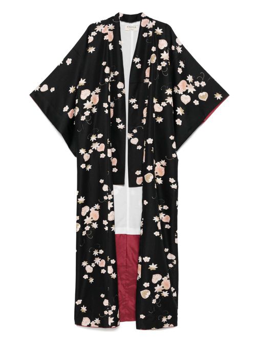 1990s floral-print coat - Black