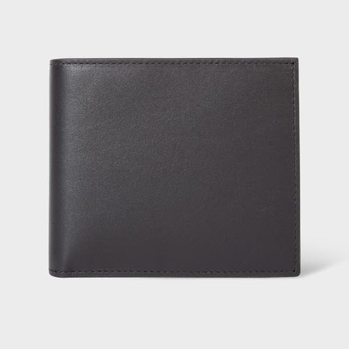 Black Leather Leather Monogrammed Billfold Wallet