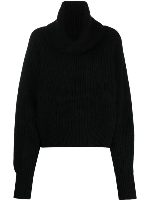 Roll-neck ribbed jumper - Black