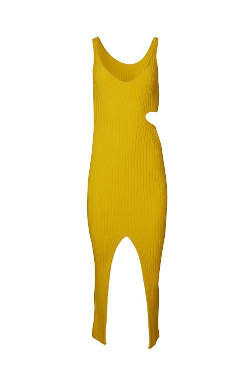 Knife Dress In Mustard