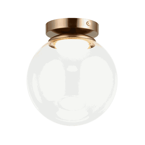 Aged Gold Brass One Light Flush Mount from the Boble Collection