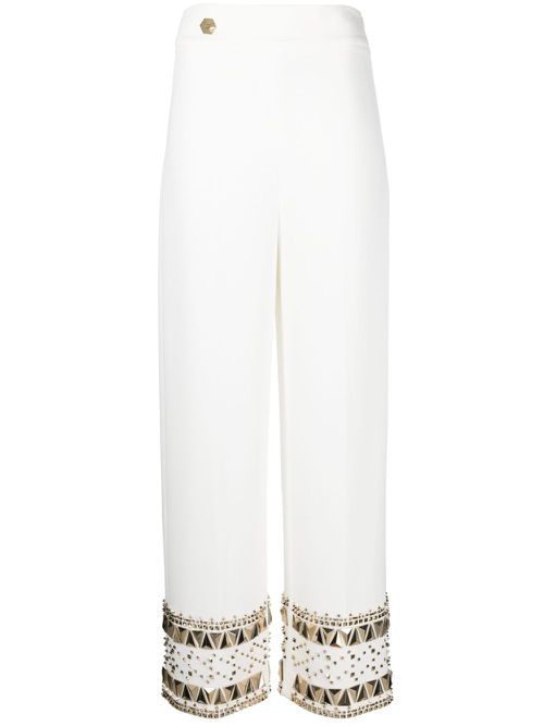 Cady gold-studded trousers - White