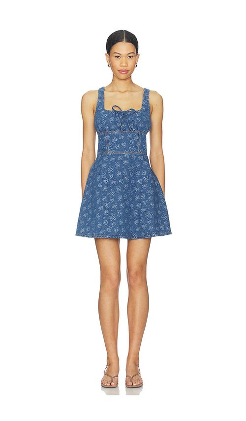 MINKPINK Neve Denim Mini Dress in Blue. L. Also in S