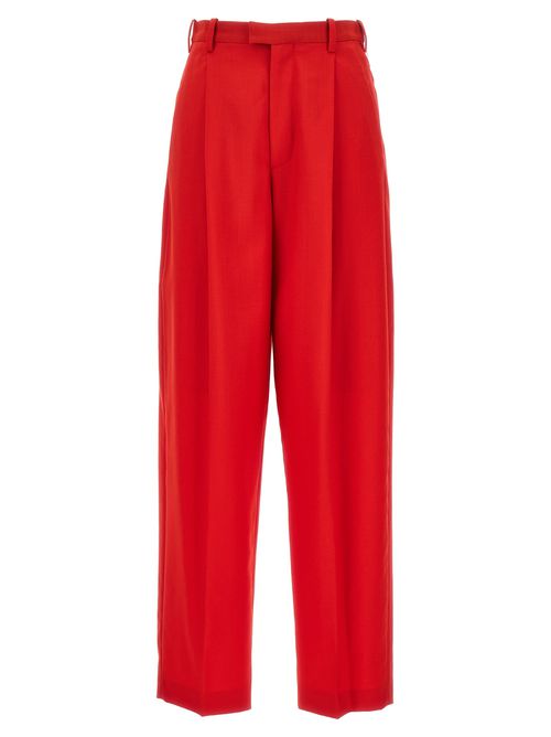 -Front Pleat Pantaloni Rosso-Donna