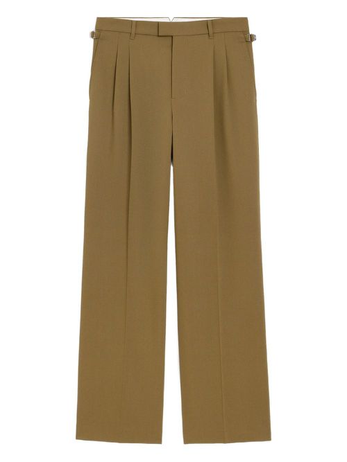 Pleated wide-leg tailored trousers - Green