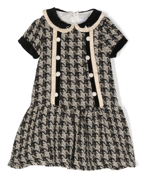 Houndstooth tweed dress - Black