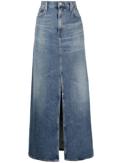 Leif mid-rise denim maxi skirt - Blue