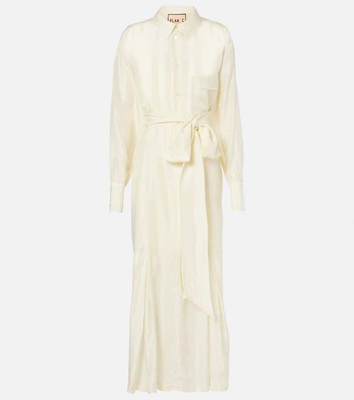 Belted silk shirtdress